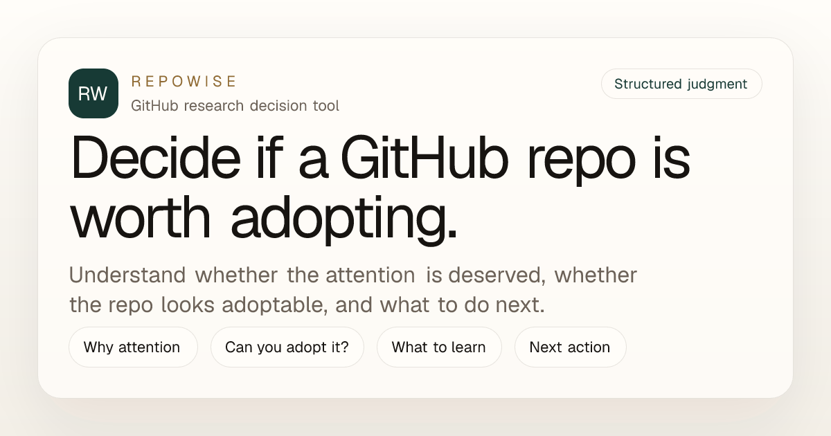 RepoWise | GitHub Repo Adoption Decision Tool